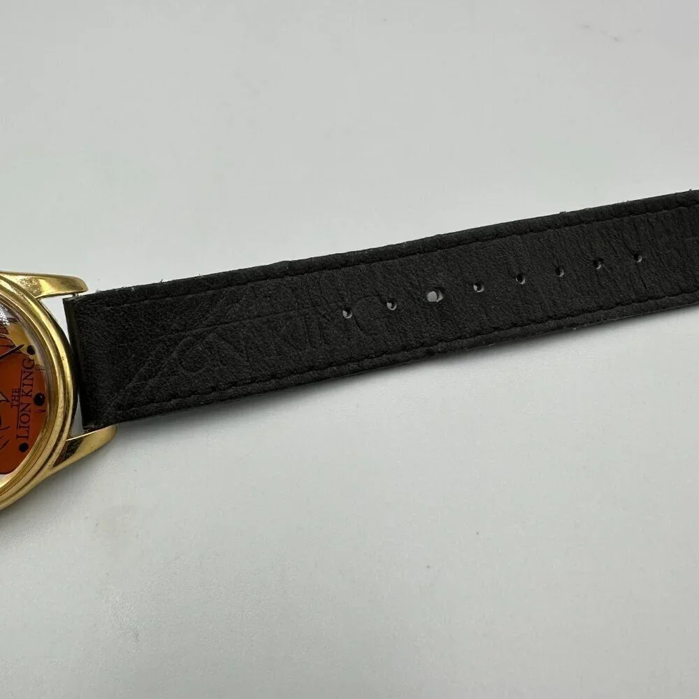Timex Watch Women The Lion King Simba Mufasa Gold Tone Black Band Works 8.5